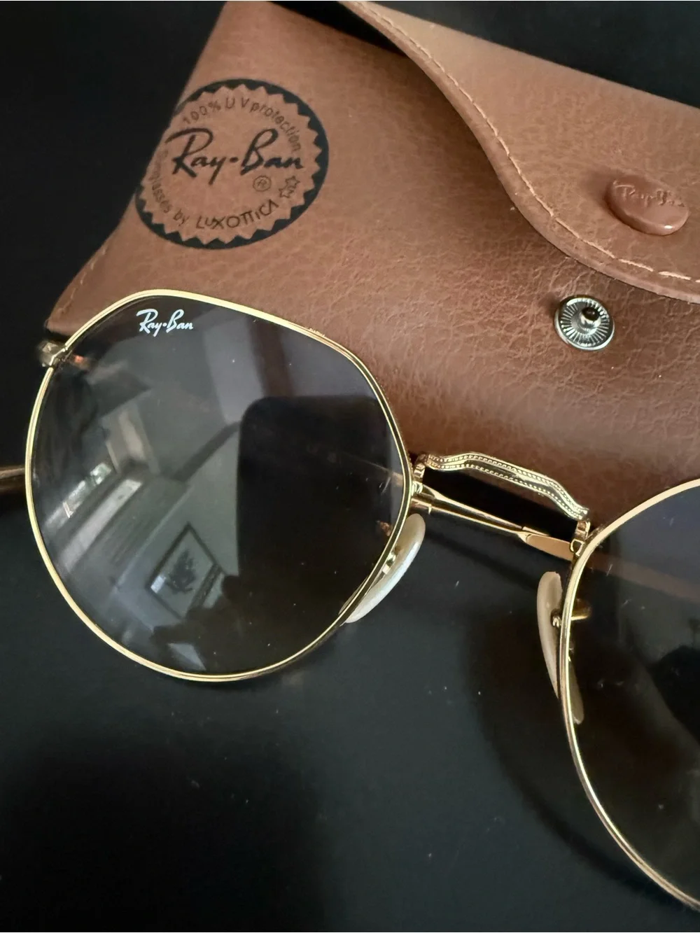Ray-Ban Gold Frame Sunglasses with Brown Lenses
